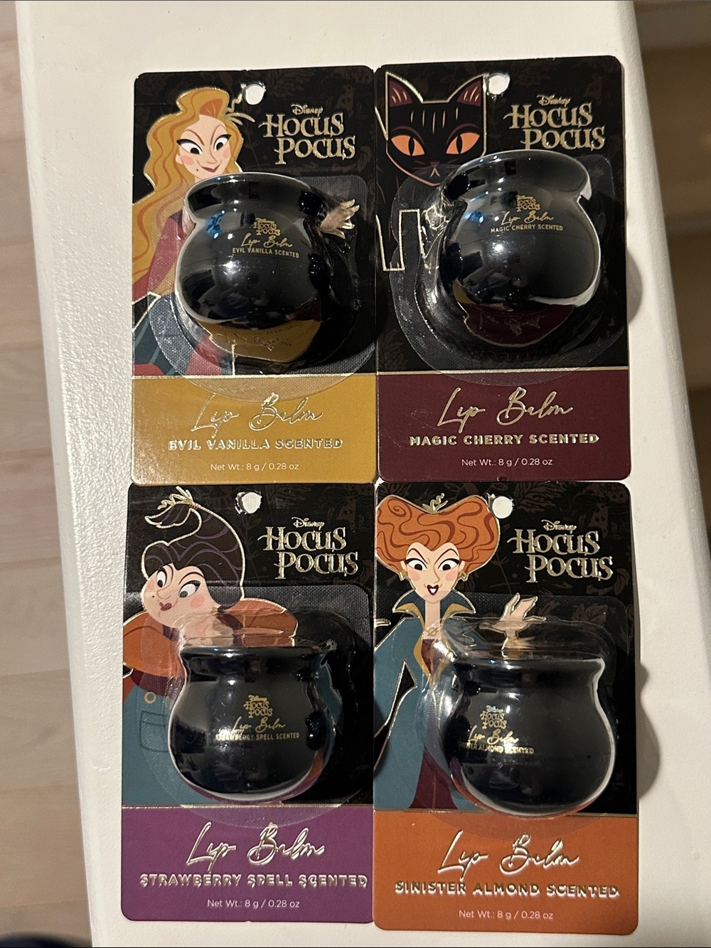 Full Set of 4 Disney Hocus Pocus Black Cauldron Lip Balms - Brand New - Sealed